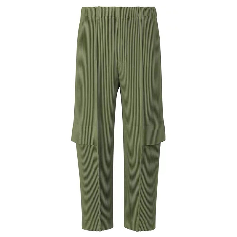 Japanese Miyake Style Pleated Exotic Cargo Pants Jf144 Layered Design Stereo Loose Casual Nine-Point Pants for Men