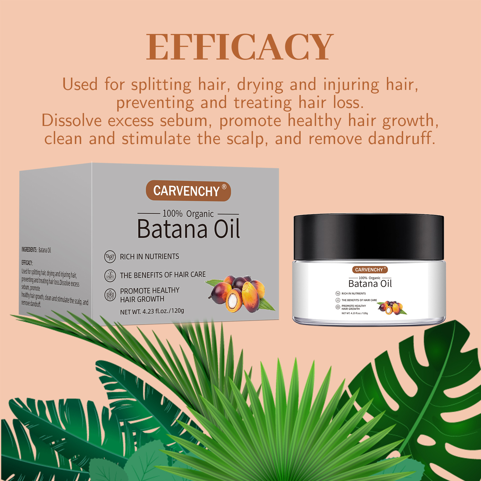 Fuente transfronteriza, aceite de batana orgánico, cuidado del cabello, reparación de cabello dañado, humectación, crema de batana pura.