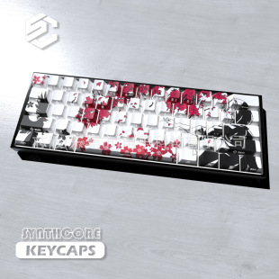 Sakura White 74 Key Cap (Boxed) Original Factory Side Engraved Transparent PBT Thermal Sublimation Cute High Color Value Key Cap Suitable