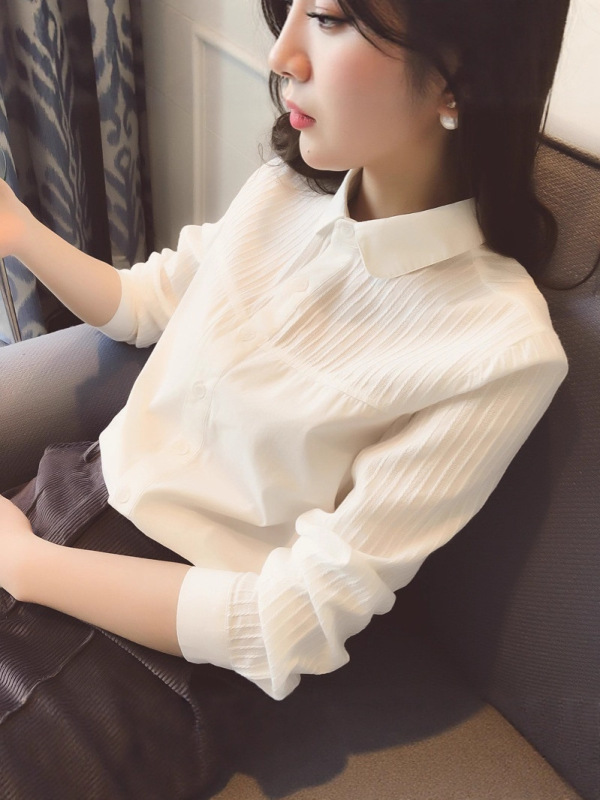 2025冬季新款加绒白色衬衫女气质显瘦打底职业打底衬衣洋气A7297|undefined