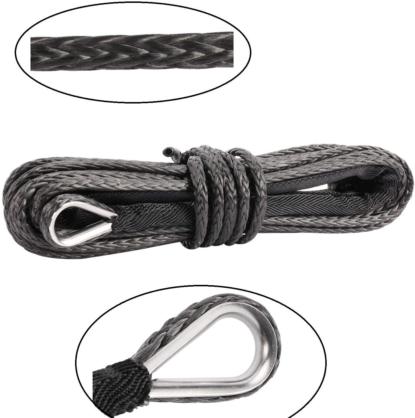 6Mmx 15m Winch Rope Uhmwpe Trailer Rope Beach Vehicle Ultra-High Molecular Weight Polyethylene Atvutv