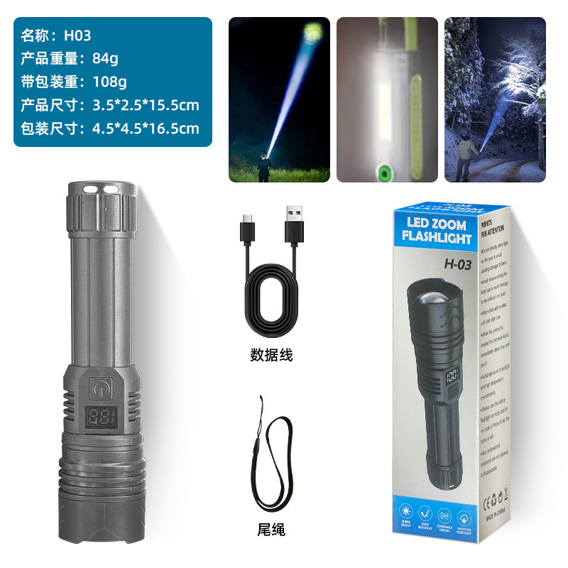 跨境爆款手电筒强光爆亮cob工作灯户外超亮多功能超长续航小手电|undefined