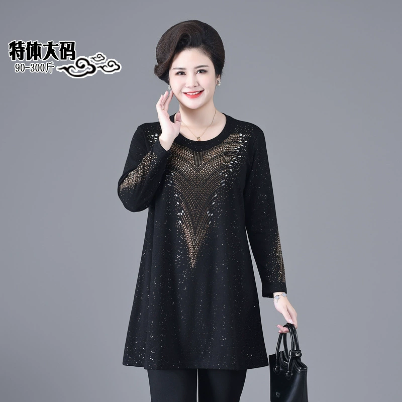 Весенняя и осенняя нижняя рубашка средней и длинной формы большой размер для пожилых женщин с длинными рукавами футболка среднего возраста весна и осень зимняя куртка