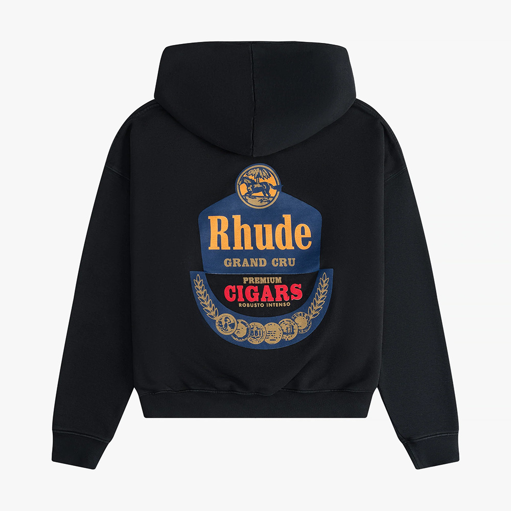 RHUDE FW24 colección de otoño y invierno Mustang palmeras totem impresión inglés americano sudadera encapuchada alta calle