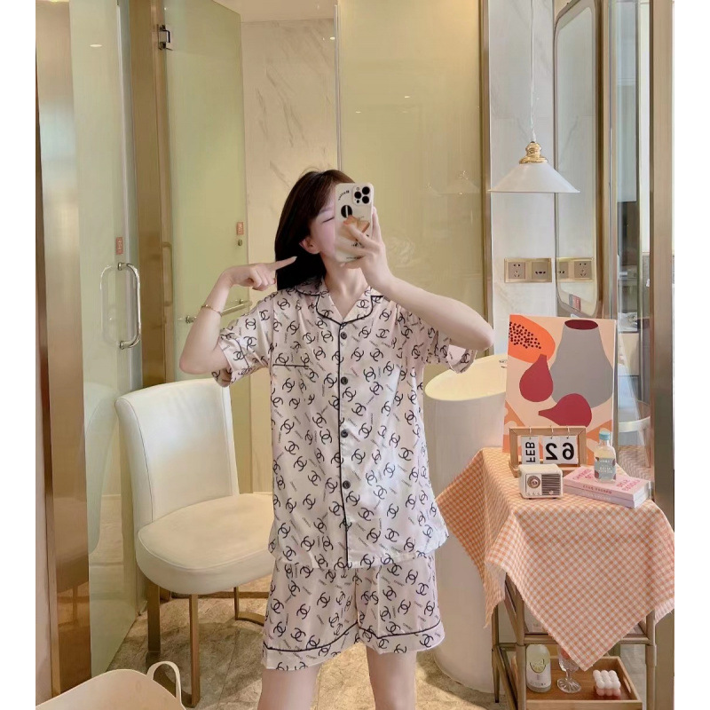 Sudeste asiático transfronterizo de verano de seda camiseta de hielo cardigan con solapa de manga corta ropa de seda set comercio exterior