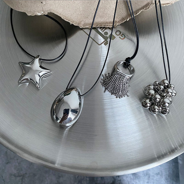 brand silver long necklace
