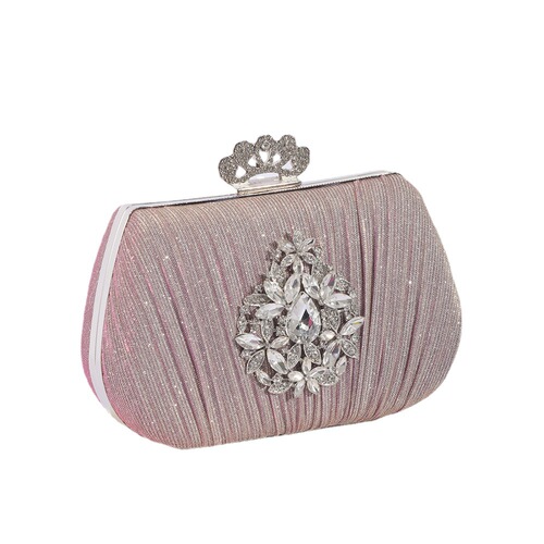 European and American fashion handheld dinner bag pleated wedding party shoulder bag diamond diamond flower retro ladies clutch bag