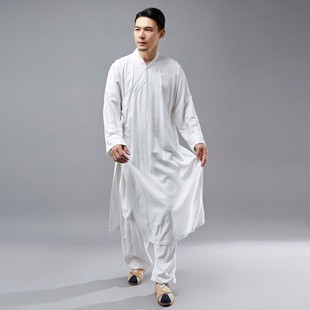 2025 spring casual gown men's Republic of China Tang suit Chinese style slant lapel gown linen cotton cloth national style Tang suit