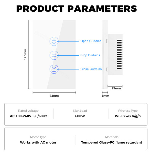 Tuya Smart Home WiFi Touch Window Roller Blind Switch Blinds European, American and Brazilian Regulations APP Voice Timing