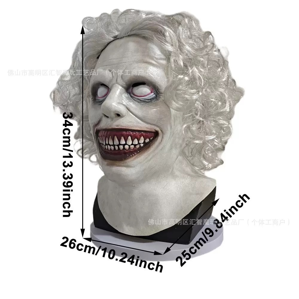 Máscara de exorcista Smile Ojos blancos Gada de diablo Nueva máscara de látex de terror COS de Halloween transfronteriza Spot