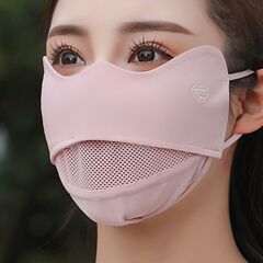 日焼け止めマスク女性紫外線防止高颜値フィット顔型開口通気中網氷糸マスク目尻