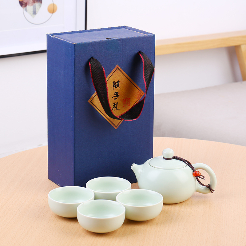 定窑一壶四杯创意茶具公司企业广告随手礼品积分兑换福利品定制