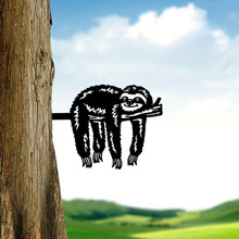 TemuShein爆款黑色金属树懒雕塑现货批发铁艺树懒树桩庭院摆件