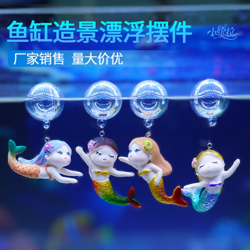 Sirena flotante creativa para acuario – decoración marina de micro paisaje y bonsái submarino