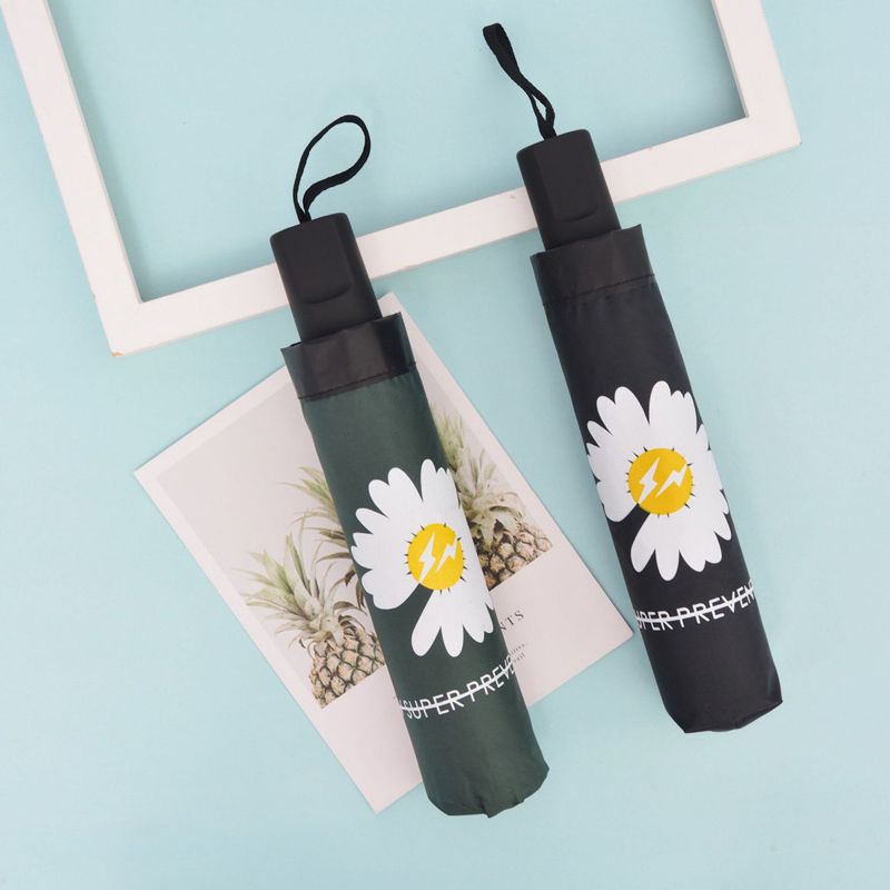 Umbrella Wholesale: 70% off Fold Black Coating Sun Protection Uv Protection Fruit Daisy Uv Umbrella for Women and Couples, Wholesale Sun and Rain Umbrellas