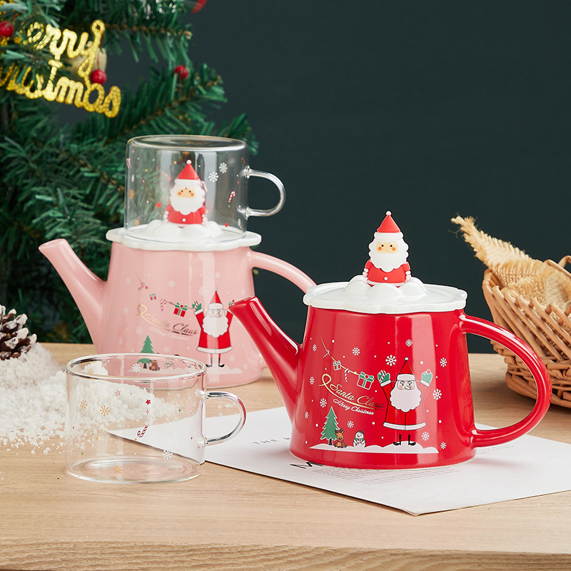 Creativo tridimensional Santa Claus juego de té traje de suministro transfronterizo de cerámica mano regalo imprimible logo mano regalo traje