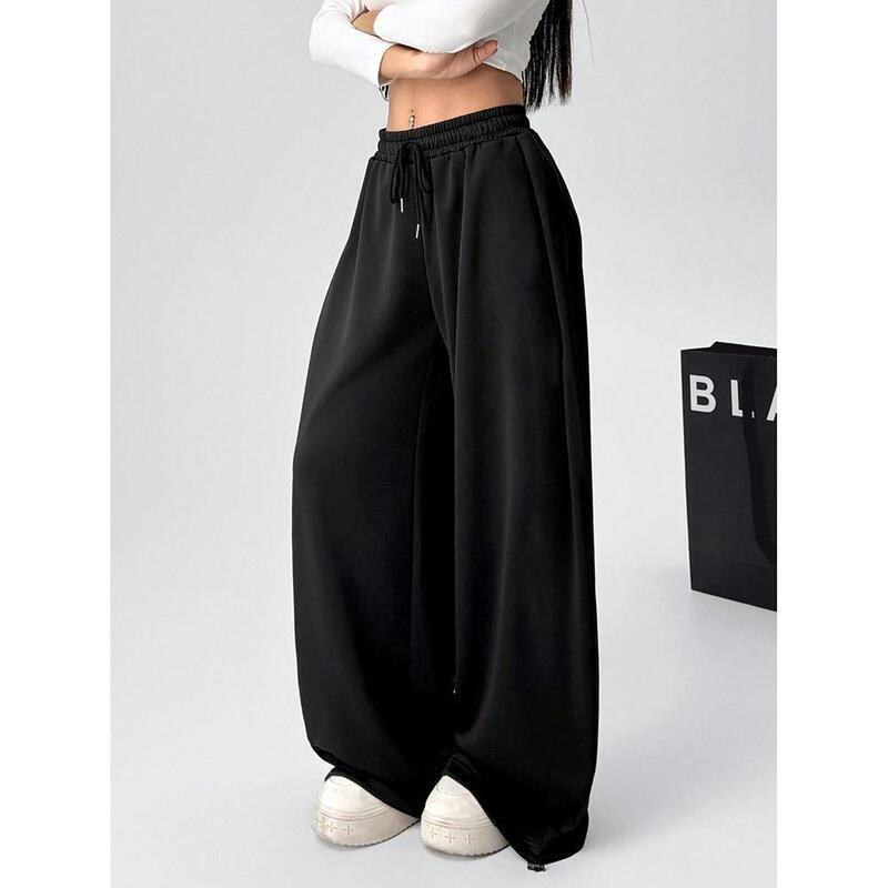 Lazada Cross-Border Foreign Trade Hot-Selling Simple and Fresh Solid Color Drawstring Waist Design Casual Pants Loose Slimming Sweatpants Lazada Cross-Border Foreign Trade Hot-Selling Simple and Fresh Solid Color Drawstring Waist Design Casual Pants Loose Slimming Sweatpants