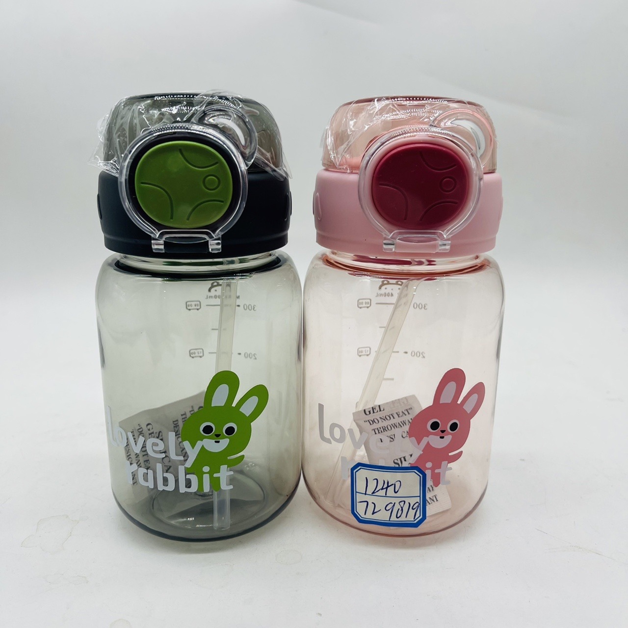 Nuevas tazas de plástico mangas portátiles de verano tazas de agua de niños tazas de plástico mangas estudiantes lindas tazas de conejo de dibujos animados