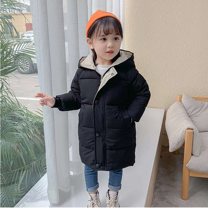 Chaqueta de algodón estilo coreano para niños de otoño e invierno, abrigo de algodón de longitud media para niños y niñas, grueso y cálido.