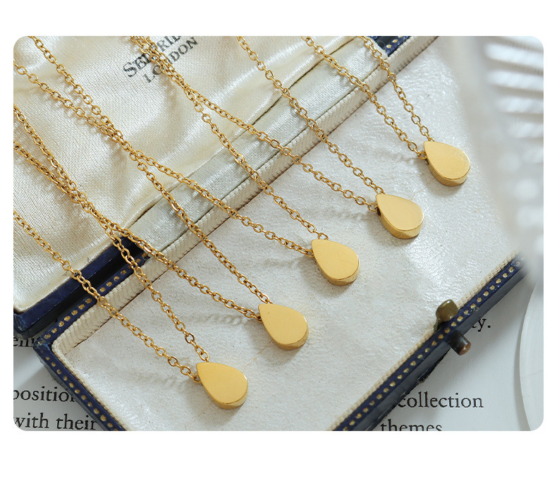 Simple Style Water Droplets Titanium Steel Necklace Plating Stainless Steel Necklaces_colorza_4