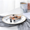 Ceramic tableware Household plate dishes Ceramic western dining marble patterned gold edge dish plate dish