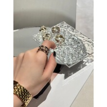 高品质法式戒指 欧美中古风穿皮星星同款 镶钻小红书爆款手饰批发