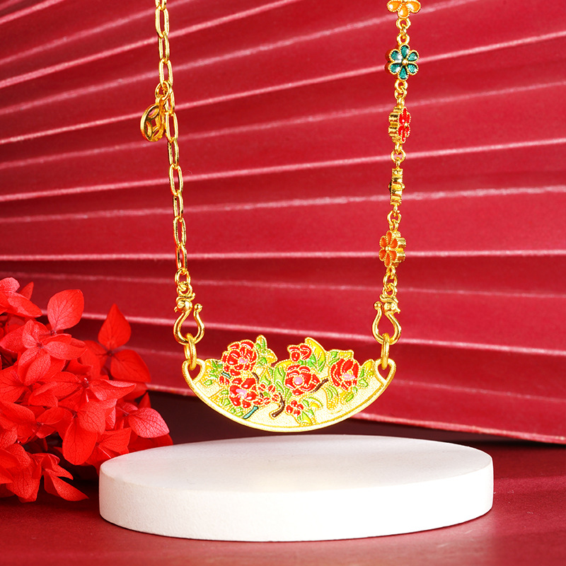 Nuevo collar de oro de arena vietnamita ligero de lujo camellia cadena de estilo de palacio mujer temperamento no se desvanece joyas