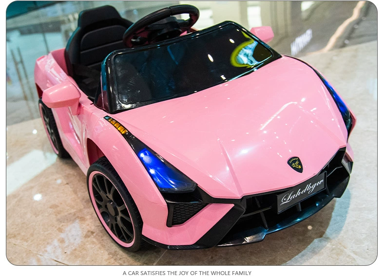 Электромобиль‑каталка (Lamborghini) 12V, 4‑колёсный, с пультом, кожаное сиденье, 1–6 лет