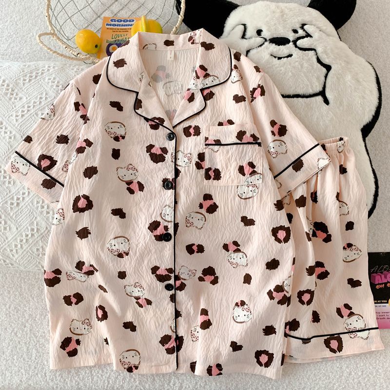 Vietnam transfronterizo al por mayor nube de algodón lindo oso pijamas verano mujeres pantalones cortos de manga corta cardigan casual dibujos animados servicio a domicilio