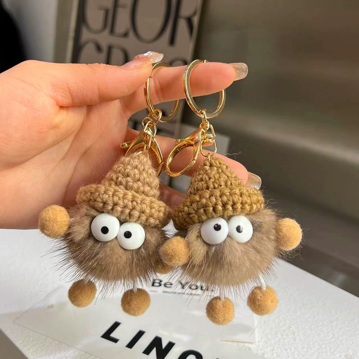 Cute brand keychain, plush bag decoration, South Korea, internet celebrity