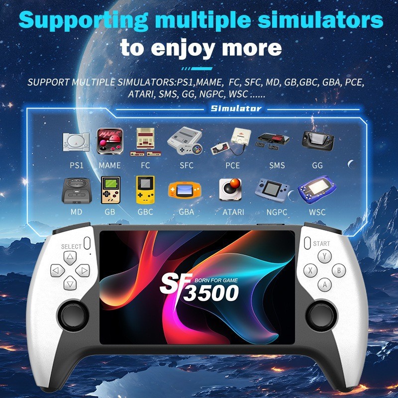Cross-border SF3500 handheld game console 5.5inch High-definition large-screen handheld arcade GBA dual joystick two-player game console