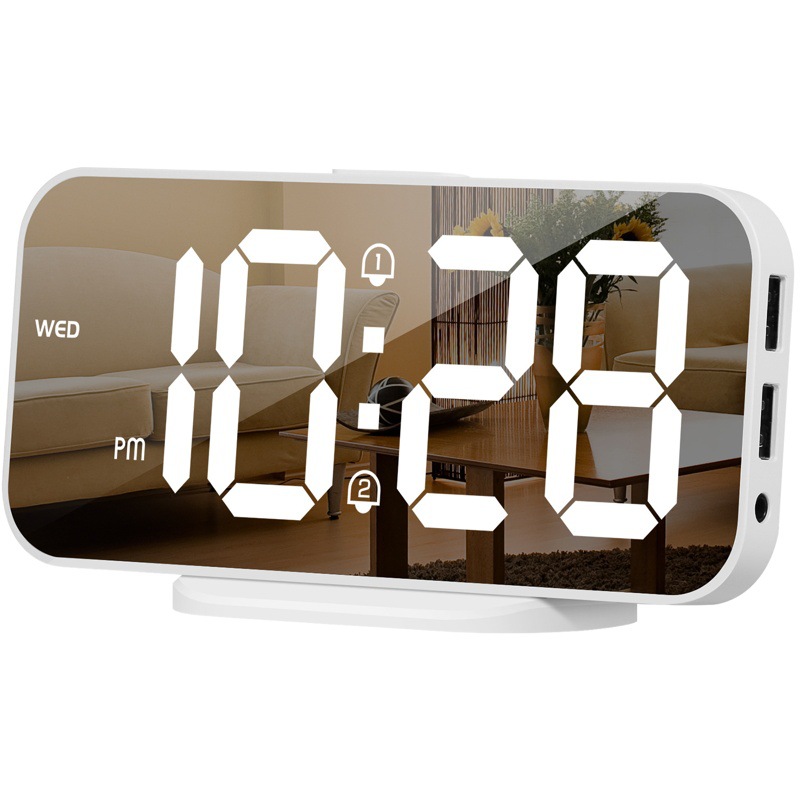 Amazon popular reloj espejo de pantalla grande LED Reloj de pared DIGITAL 2 sets de alarma multifunción electrónica reloj de alarma reloj de escritorio fabricante