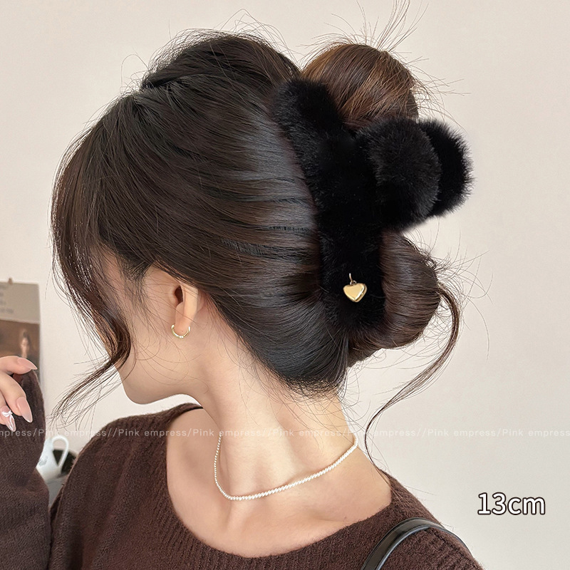 Otoño y invierno curry clip de agarre de cabeza grande clip de cabello tocado clip de tiburón 2025 nuevo peludo de gama alta agarre de cabello