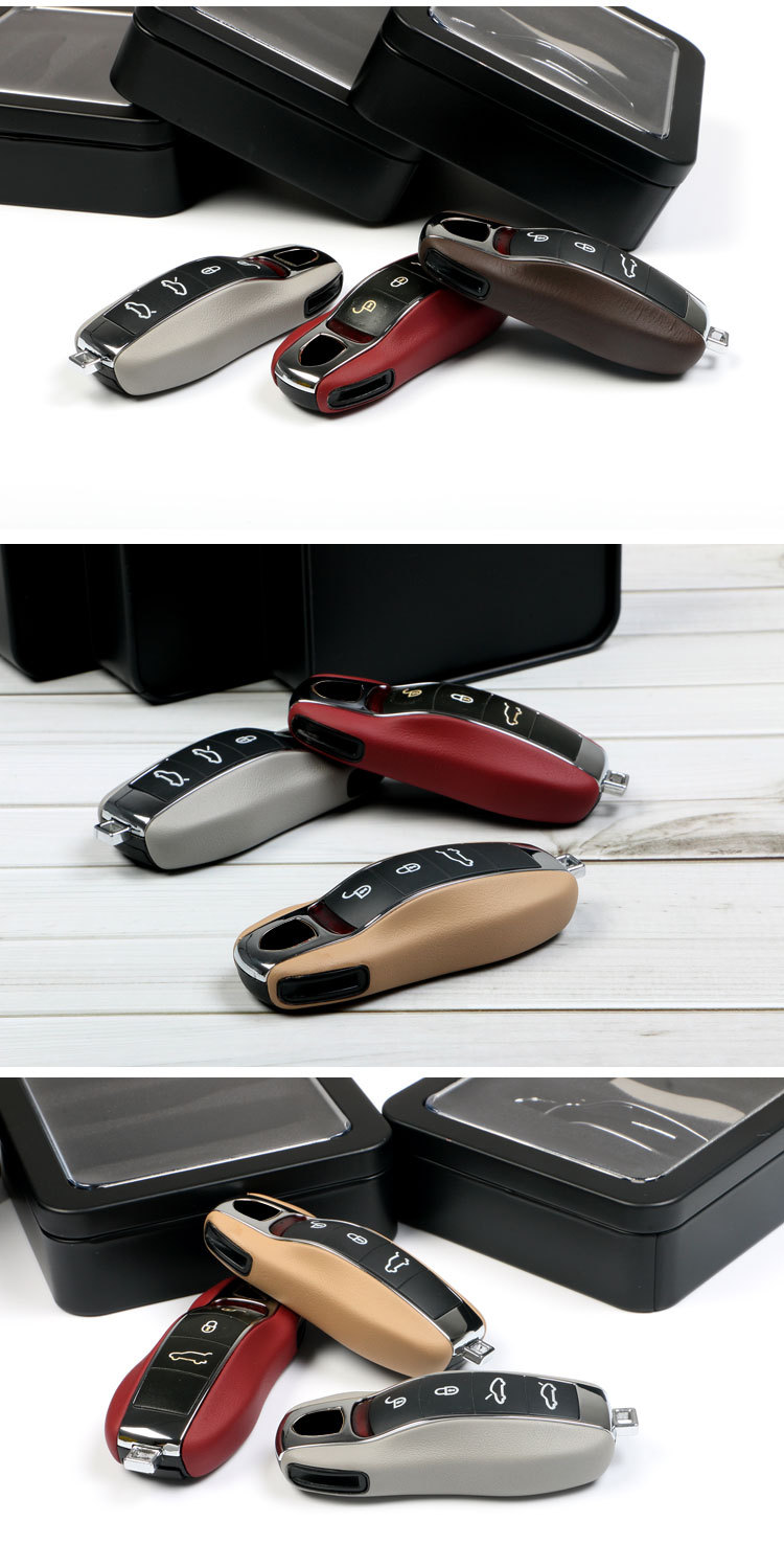 Suitable for Porsche Leather Key Case New Cayenne Cayenne Palamela Panamera911Taycan