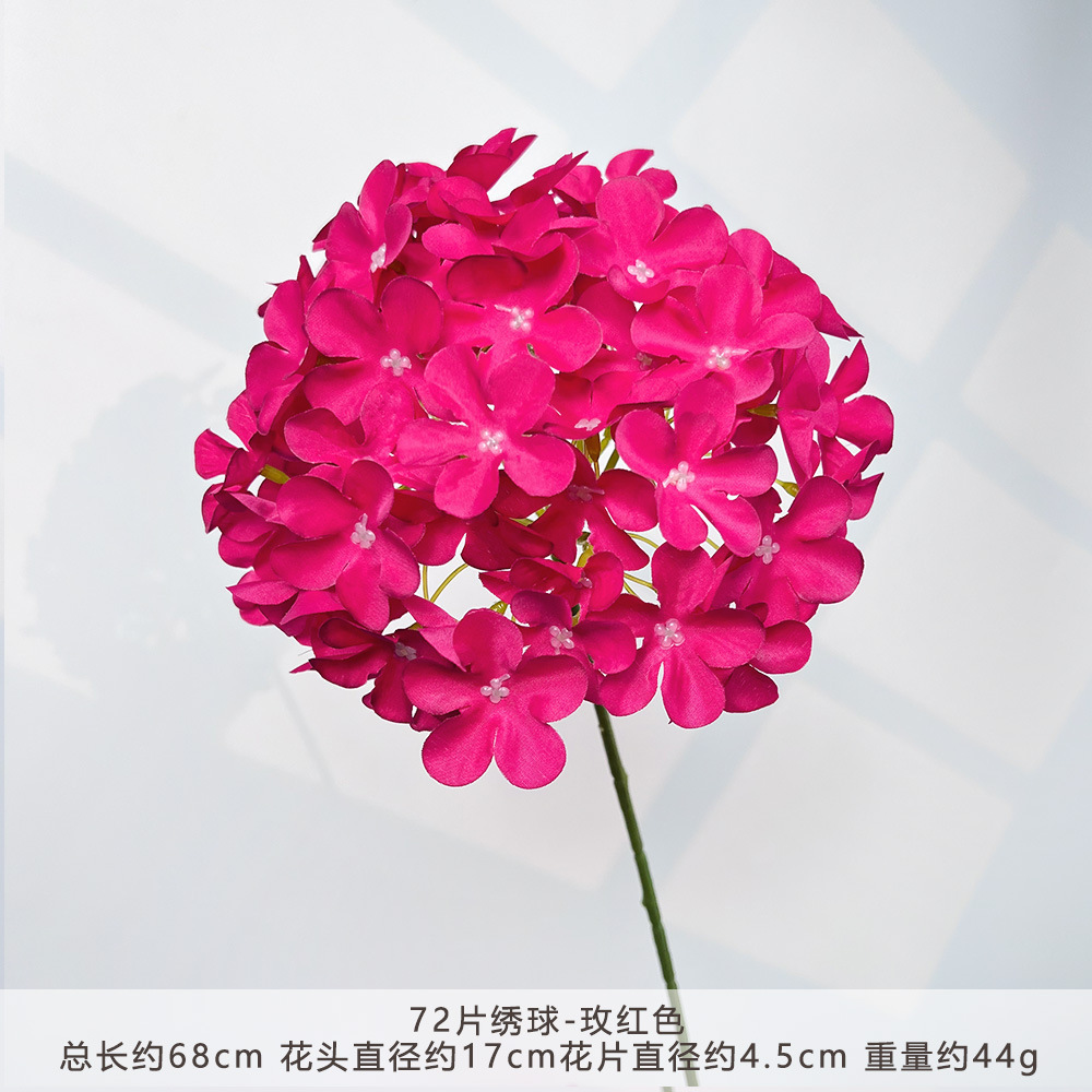 HXX-72 ชิ้น ดอกไฮเดรนเยีย-สีแดงกุหลาบ