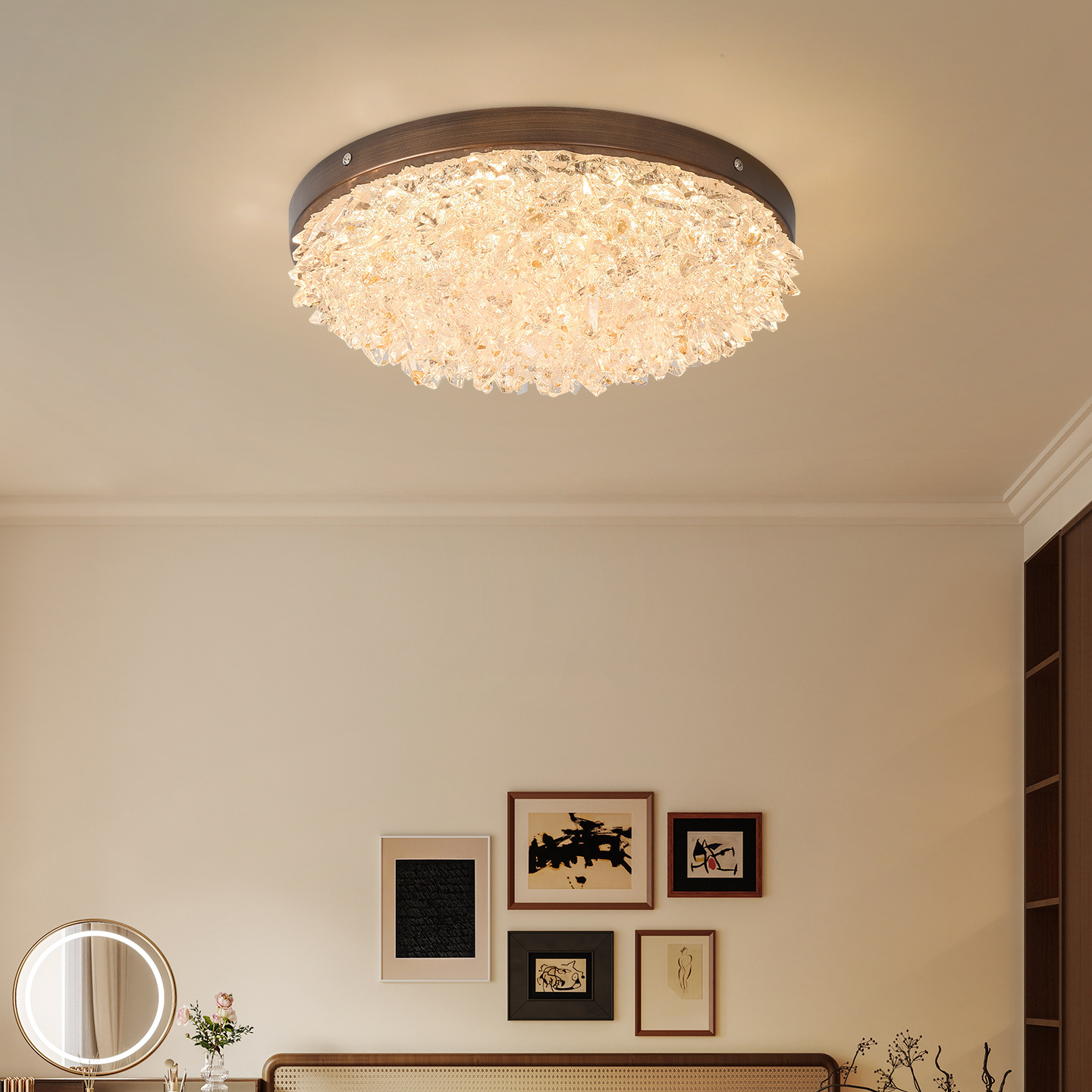 Luz de dormitorio medieval nueva luz de lujo lujoso restaurante de alto nivel resina lámpara de techo para proteger los ojos lámpara de montaña 413L