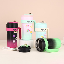 定制316智能显温咖啡杯双层真空手柄保温杯户外大容量便携随行杯