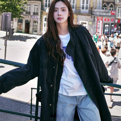 现货S*P2025秋新品复古鱼尾工装外套中长款简约休闲时尚上衣女