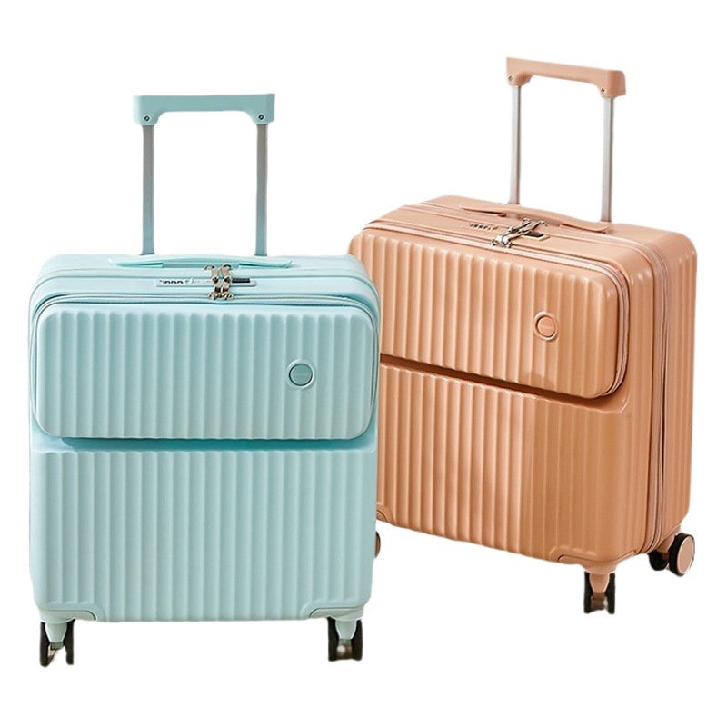 Equipaje de contraseña de embarque multifunción de 18 pulgadas para mujer de Apertura frontal Maleta trolley portátil para estudiantes de 20 pulgadas para hombres