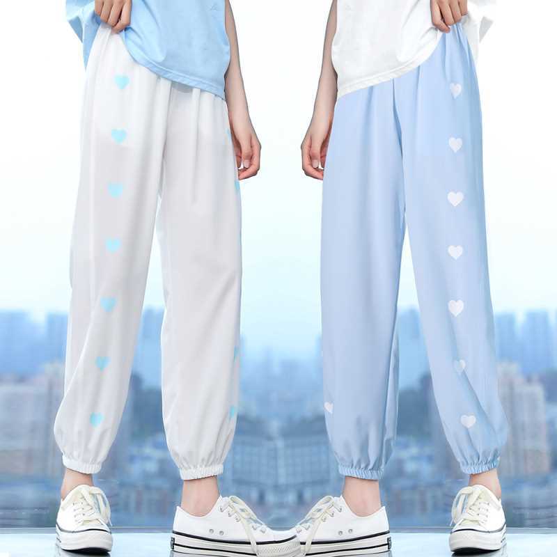 1099# Ice Silk Girls' Pants, Summer Thin Mosquito Repellent Pants, Sports Style, 2024 New Children's Summer Clothing