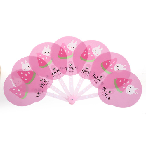 Factory direct selling fruit fan wholesale summer cartoon fruit folding fan children primary school students reward small gifts