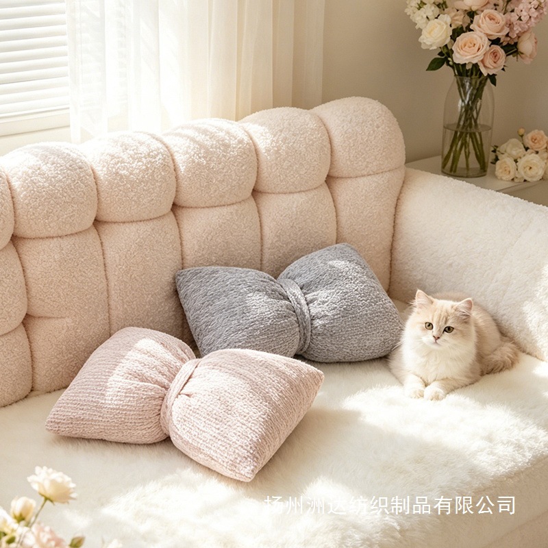 Pillow de lana simple, almohada de arco, sofá nórdico, almohada de decoración para el hogar, suave, versátil, decoración elegante