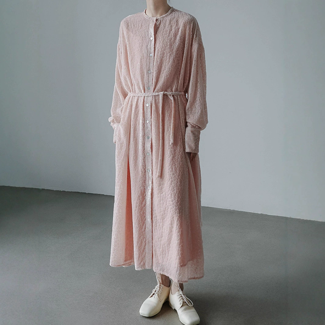 Платье Qianhe: Новинка осенне-зимнего сезона, винтажное, в японском стиле, из бархата, приталенное, длинное