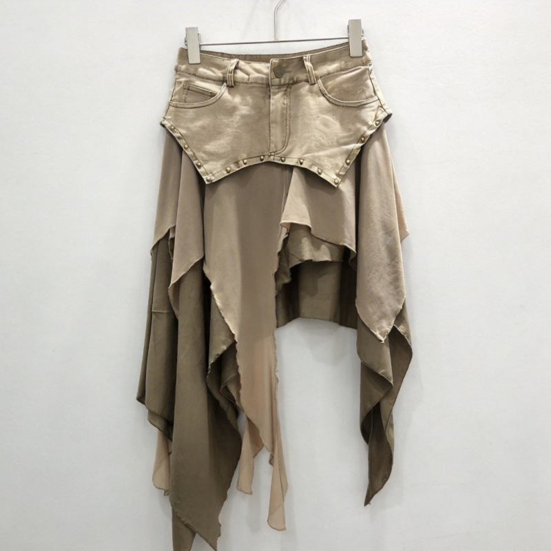 "The nature of falling" wasteland style spliced ruffled mesh elastic…