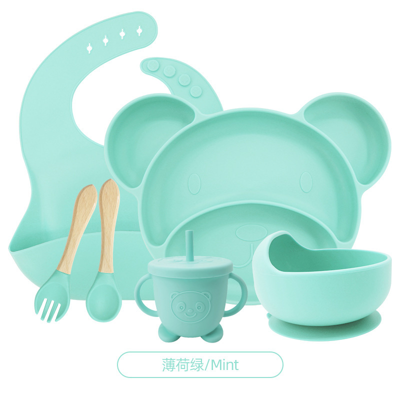 Vajilla infantil suplemento alimenticio tazón traje placa de silicona vajilla de bebé recién nacido vajilla de silicona necesidades diarias de la madre y el niño