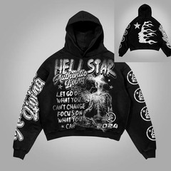 新型クロスボーダーHELL STAR少年孤爪研磨プリント国潮宝宝少年プリントパーカー