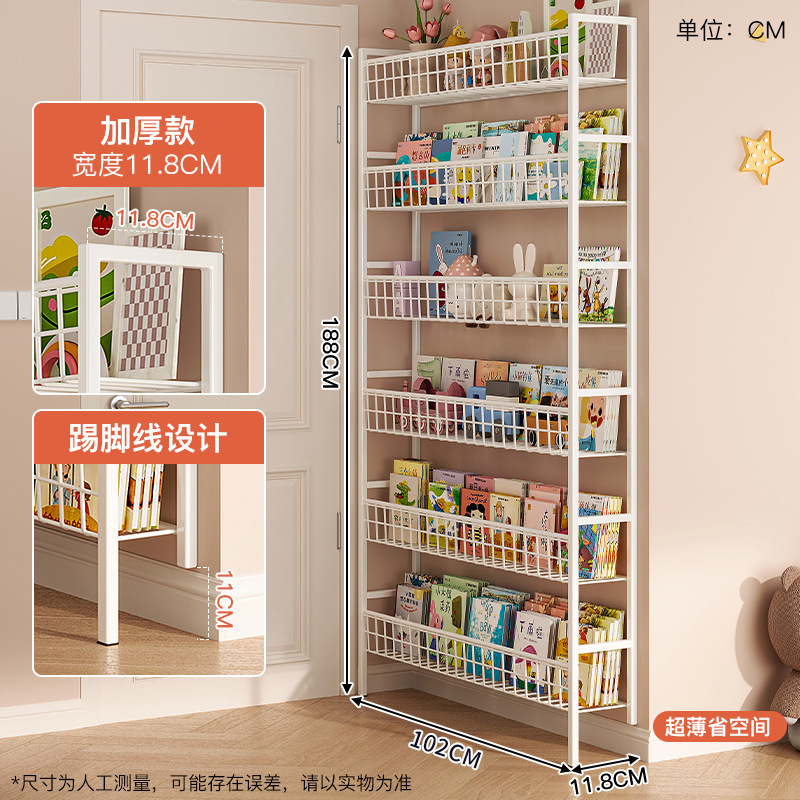 Puerta trasera estante de hierro forjado estante de libros ultra delgado para niños simple muy estrecho italiano pared colgada gabinete de almacenamiento doméstico