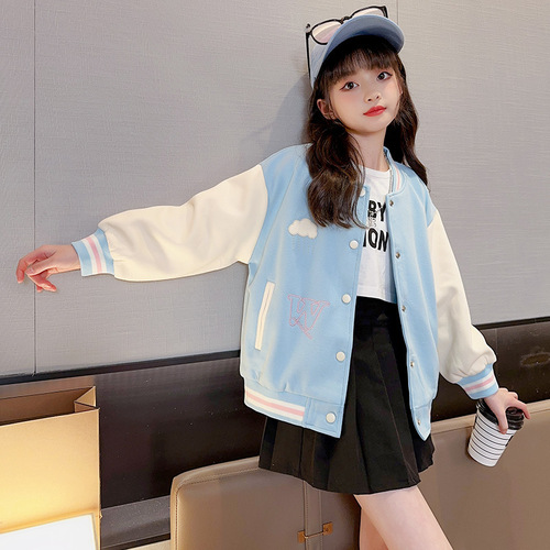 Girls' Baseball Uniforms Autumn Clothing  New Autumn Korean Style Cartoon Jackets Girls Children's Clothing Girls Jackets