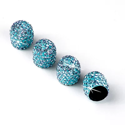 Full-Diamond Rhinestone Valve Core Covers, valve - lake-blue-diamond-1-set-of-4