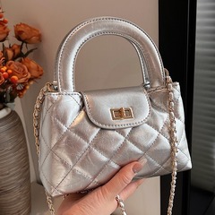 菱格手提包包女2024新款時尚繡線高級質感百搭小眾斜挎小方包bags